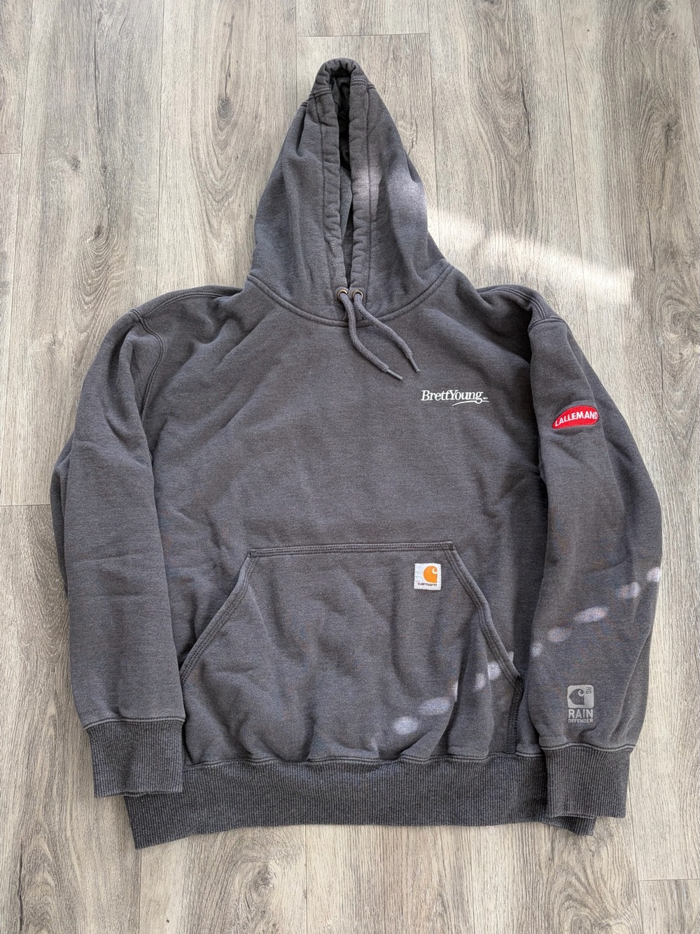Carhartt Men's Dark Gray Hooded Sweatshirt - Workwear Patch